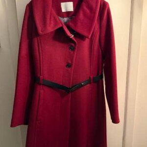 Soia & Kyo Autry-F4 Tailored Wool Coat; Women's Coat, Size M, Dark Red Color